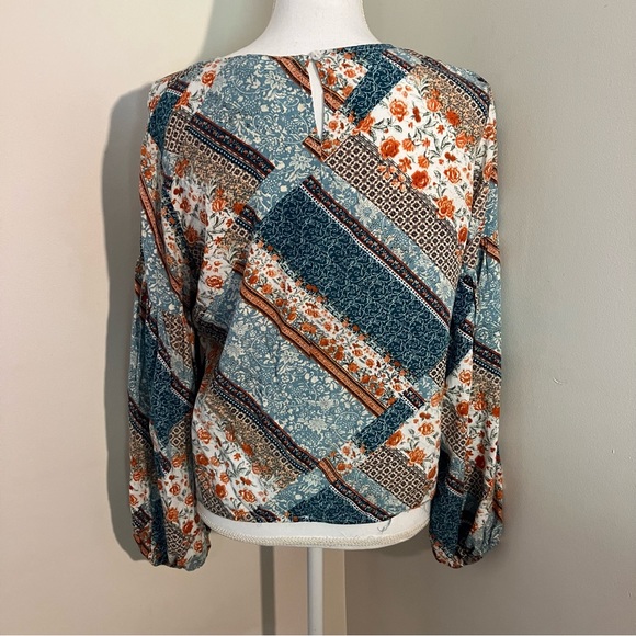 Jaase Handshaped in the Shed colorful floral/paisley balloon sleeve blouse, L - Picture 6 of 7